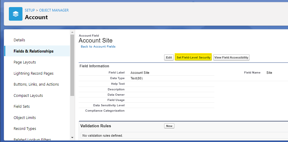 Select Set Field-Level Security